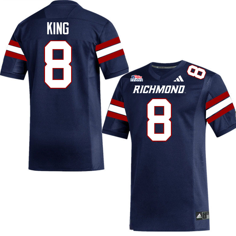 Richmond Spiders #8 Andrew King College Football Jerseys,Uniforms-Navy